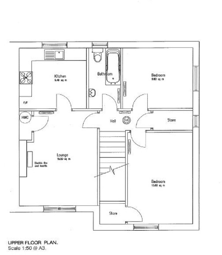 2 bedroom 1st floor four in a block upper floor without lift in