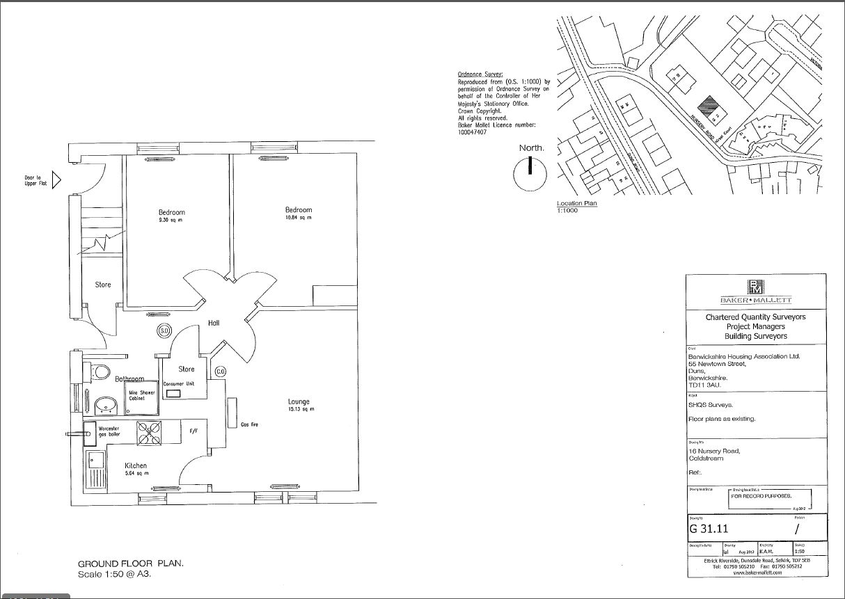 2 bedroom four in a block lower floor in Coldstream, Scottish Borders